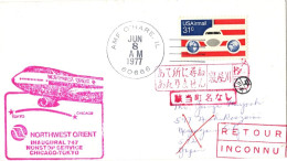 (N78) USA SCOTT # C90 - AMF O'SHARE IL. TO Japan Tokyo AP - Northwest Orient Inaugural 747 - Retour Inconnu 1977. - Lettres & Documents