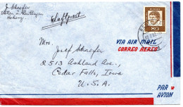 72403 - Bund - 1962 - 80Pfg Kleist EF A LpBf REUTLINGEN -> Cedar Falls, IA (USA) - Cartas & Documentos