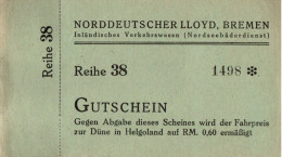 G7688 - Helgoland Norddeutscher Lloyd Fahrschein Ticket - Europe
