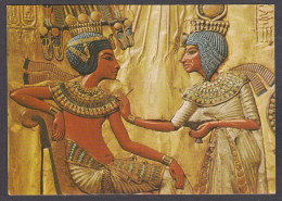 121013/ CAIRO EGYPTIAN MUSEUM, Scene On The Back Of King Tut Ankh Amen's Throne - Museums