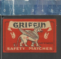 GRIFFIN ( GREIF GRIFFON GRIFFIOEN )  - OLD MATCHBOX LABEL SWEDEN - Zündholzschachteletiketten