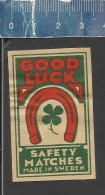 GOOD LUCK ( HORSE SHOE )  - OLD MATCHBOX LABEL SWEDEN - Zündholzschachteletiketten