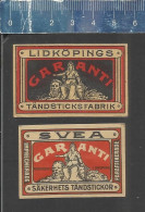 GARANTI SVEA LIDKÖPINGS TANDSTICKSFABRIK  - OLD MATCHBOX LABELS SWEDEN - Zündholzschachteletiketten