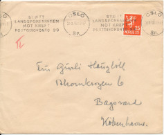 Norway Cover Sent To Denmark Oslo 28-9-1950 Support The Fight Against CANCER - Storia Postale