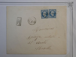 DF15  FRANCE  BELLE LETTRE   1867   LUNNEVILLE  A ST AVOLD   + APRES LE DEPART +2X  N°22++ AFF.  INTERESSANT+ + - 1849-1876: Periodo Clásico