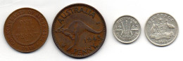 AUSTRALIA, Set Of Four Coins 1/2, 1, 3, 6 Pence, Bronze, Silver, Year 1938-45, KM # 35, 36, 37, 38 - Unclassified