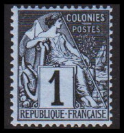 1881-1886. COLONIES FRANCAIS. 1 C COLONIES POSTES. Hinged. - JF537364 - Altri & Non Classificati