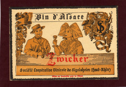 ÉTIQUETTE Ancienne De VIN  D' ALSACE - ZMICKER - Société Coopérative Vinicole De SIGOLSHEIM . Haut Rhin . 68 - Weisswein