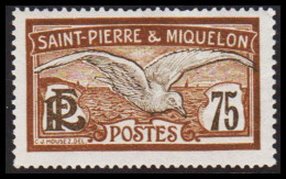 1909-1917. SAINT-PIERRE-MIQUELON. Seagull 75 C. Hinged.  (Michel 86) - JF537377 - Briefe U. Dokumente