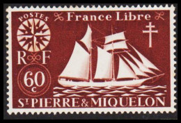 1942. SAINT-PIERRE-MIQUELON. Fisher Boat From Malo 60 C. Hinged.  - JF537385 - Cartas & Documentos