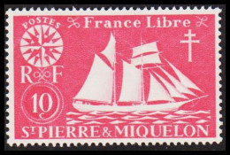 1942. SAINT-PIERRE-MIQUELON. Fisher Boat From Malo 10 C. Hinged.  - JF537387 - Brieven En Documenten