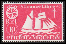 1942. SAINT-PIERRE-MIQUELON. Fisher Boat From Malo 10 C. Hinged.  - JF537388 - Briefe U. Dokumente