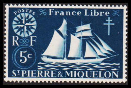 1942. SAINT-PIERRE-MIQUELON. Fisher Boat From Malo 5 C. Hinged.  - JF537389 - Brieven En Documenten