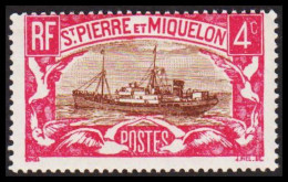 1932. SAINT-PIERRE-MIQUELON. Fishing Boat Jacques Caeur 4 C. Never Hinged.  (Michel 135) - JF537412 - Cartas & Documentos