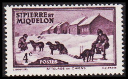 1938. SAINT-PIERRE-MIQUELON. Dog Sledge 4 C. Hinged.  (Michel 172) - JF537415 - Briefe U. Dokumente