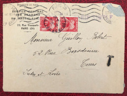 France, Divers Taxe Sur Enveloppe De Paris 27.3.1946 Pour Tours - (B3632) - 1859-1959 Covers & Documents