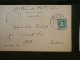 DF16 ESPANA   BELLE CARTE    RR 1907 GRANADA A PADOVA ITALIA +ALHAMBRA +AFF. INTERESSANT++ + - Covers & Documents