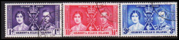 1937. GILBERT & ELLICE ISLANDS.  Georg VI Coronation Complete Set. (MICHEL 35-37) - JF537452 - Isole Gilbert Ed Ellice (...-1979)