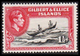 1939. GILBERT & ELLICE ISLANDS. Georg VI & COUNTRY MOTIVES. 1½ D Canoe Hinged.  (Michel 40) - JF537453 - Gilbert- En Ellice-eilanden (...-1979)