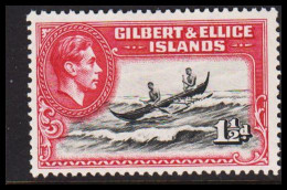 1939. GILBERT & ELLICE ISLANDS. Georg VI & COUNTRY MOTIVES. 1½ D Canoe Never Hinged.  (Michel 40) - JF537454 - Islas Gilbert Y Ellice (...-1979)