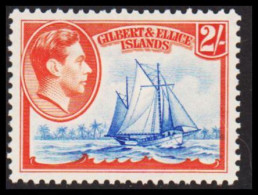 1939. GILBERT & ELLICE ISLANDS. Georg VI & COUNTRY MOTIVES. 2/- Sailboat Hinged.  (Michel 47) - JF537459 - Islas Gilbert Y Ellice (...-1979)