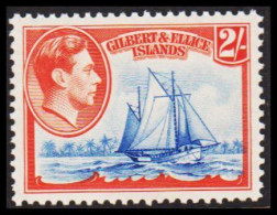 1939. GILBERT & ELLICE ISLANDS. Georg VI & COUNTRY MOTIVES. 2/- Sailboat Never Hinged.  (Michel 47) - JF537460 - Islas Gilbert Y Ellice (...-1979)