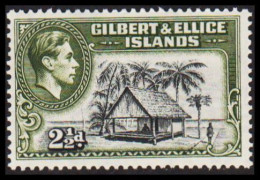 1939. GILBERT & ELLICE ISLANDS. Georg VI & COUNTRY MOTIVES. 2½ D Cottage Never Hinged.  (Michel 42) - JF537464 - Îles Gilbert Et Ellice (...-1979)