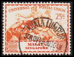 1949. SINGAPORE. UPU 25 C Luxus Cancel KUALA LUMPUR 30NOV49. (Michel 25) - JF537467 - Singapore (...-1959)