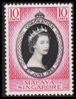 1953. SINGAPORE. Elizabeth Coronation 10 CENTS Hinged.  (Michel 27) - JF537481 - Singapur (...-1959)