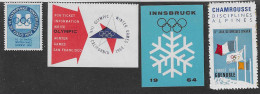 1952 / 1968 : 4 Vignettes Jeux Olympiques D'Hiver: Oslo 1952, Squaw Valley 1960, Innsbruck 1964, Grenoble 1968 - Invierno 1952: Oslo