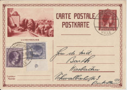 1933 - LUXEMBOURG - CP ENTIER ILLUSTREE BILDPOSTKARTE => WIESBADEN - Enteros Postales