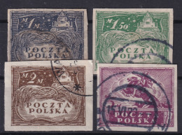 POLAND 1919 - Canceled - Sc# 88, 89, 90, 92 - Used Stamps
