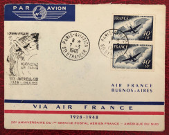 France, PA N°23 (x2) Sur Enveloppe TAD PARIS-AVIATION / Sce ETRANGER 7.3.1948 - (B3657) - 1927-1959 Briefe & Dokumente