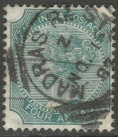 India. 1866-78 Queen Victoria. 4a (Die II) Used. SG 71 - 1858-79 Compagnie Des Indes & Gouvernement De La Reine