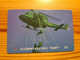 Prepaid Phonecard United Kingdom, International Phonecard - Helicopter, U.S. Army Bell UH-1 - Emissions Entreprises