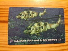 Prepaid Phonecard United Kingdom, International Phonecard - Helicopter, U.S. Army Gulf War Black Hawk's - Emissions Entreprises