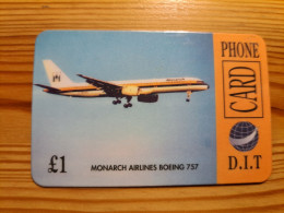 Prepaid Phonecard United Kingdom, International Phonecard - Airplane, Monarch Airlines, Boeing 757 - Emissioni Imprese