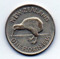NEW ZEALAND, 1 Florin, Silver, Year 1935, KM #4 - Nouvelle-Zélande