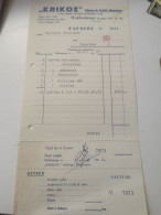 Luxembourg Facture, Produits Alimentaires Krikox, Walferdange 1954 - Luxembourg