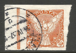 CZECHOSLOVAKIA. 1918. 50h ORANGE MARGINAL USED. - Used Stamps