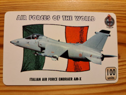 Prepaid Phonecard United Kingdom, Unitel - Airplane, Air Forces Of The World, Italy, Embraer Am-X - Emissions Entreprises