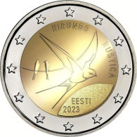 ESTONIA 2€ 2.023  "GOLONDRINA-HIRUNDO RUSTICA"  SC/UNC  T-DL-13.094 - Estonie