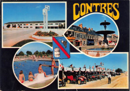 FRANCE - Contres - Le C.E.G. - La Fontaine - La Piscine - Les 3 Heures - Carte Postale - Contres