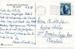 72444 - USA - 1958 - 4¢ Luftpost EF A AnsKte NEW YORK, N.Y. -> Westdeutschland - Eagles & Birds Of Prey