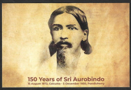 India 2022 Sri Aurobindo 150th Birth Anniversary - Philosopher, Yoga, Poet, Nationalist, Postcard MNH (**) Inde Indien - Cartas & Documentos
