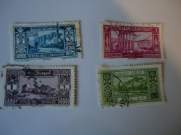 LIBAN  LEBANON USED   4 STAMPS MONUMENTS  1925- 1930 - Lebanon