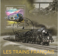 CHCT63 - Trains, Locomotives, Transports, Stamp Mini Sheet, Used CTO, 2014, Central African Republic - Centrafricaine (République)