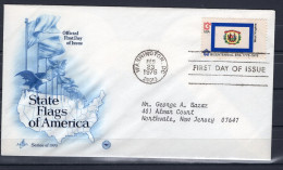 USA FDC 1976 Series State Flags Of America - West Virginia - 1971-1980