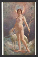 CPA Lévrier Chien Dog Tableau érotisme Nude Nu Féminin Femme Nue Non Circulé érotisme Risque Glamour - Paintings