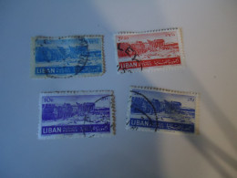 LIBAN  LEBANON USED   4  STAMPS MONUMETS  1952 - Lebanon